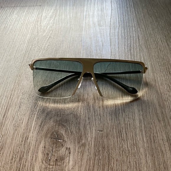 otra hamptons blue & gold retro y2k square oversized shield sunglasses eyewear - Picture 4 of 7